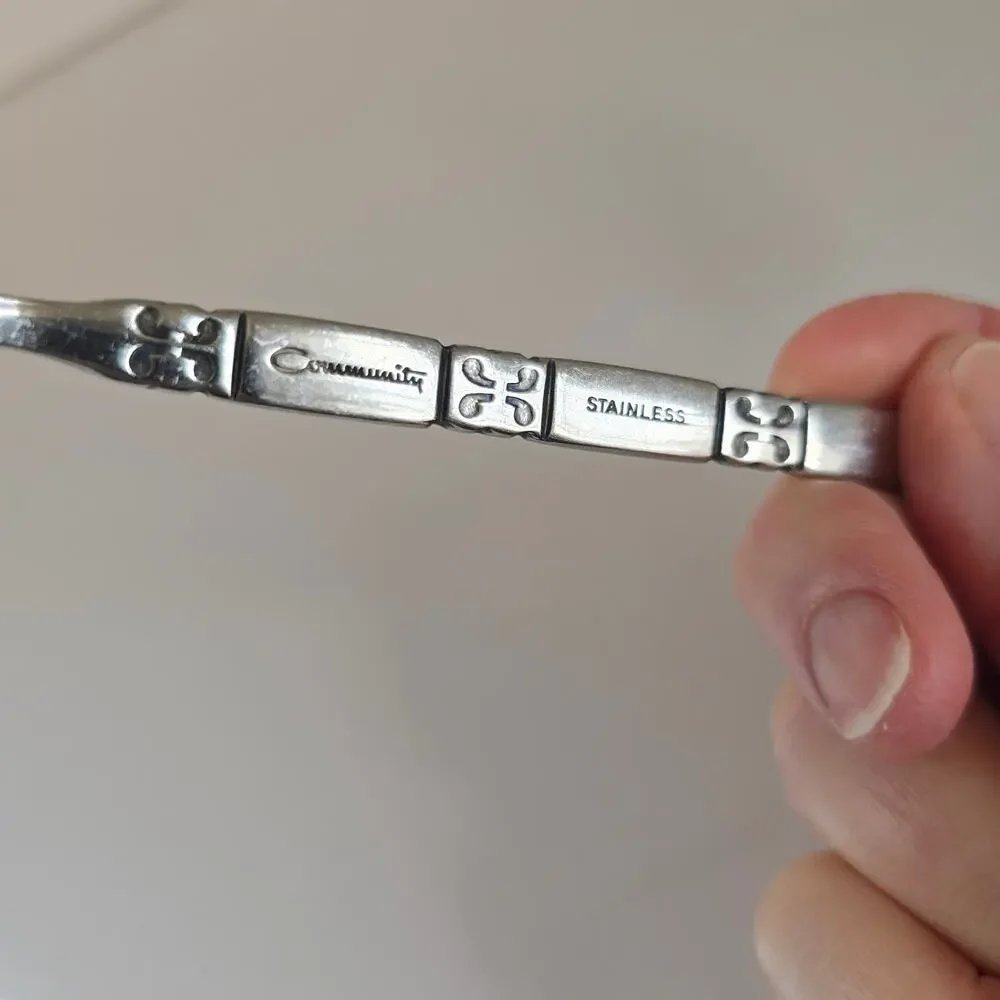 Oneida Community Stainless Salad/Dinner Fork Madrid Black Accents Mid Century